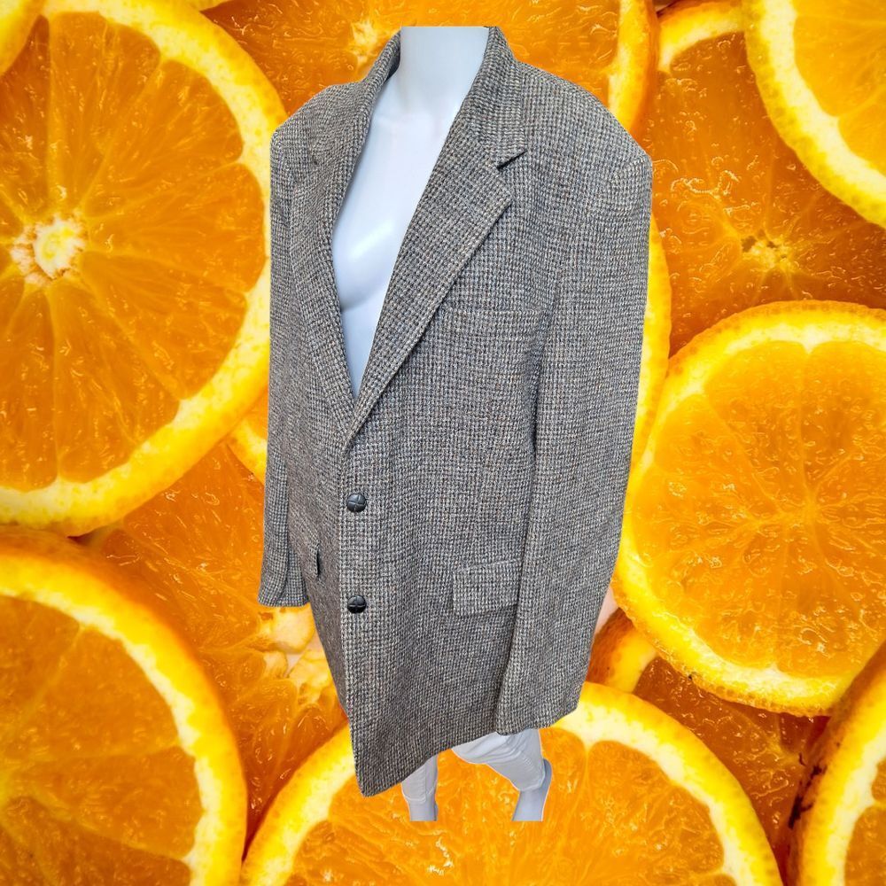 Harris Tweed‎ Handwoven Scottish Wool Gray Houndstooth Sport Coat Blazer 44L